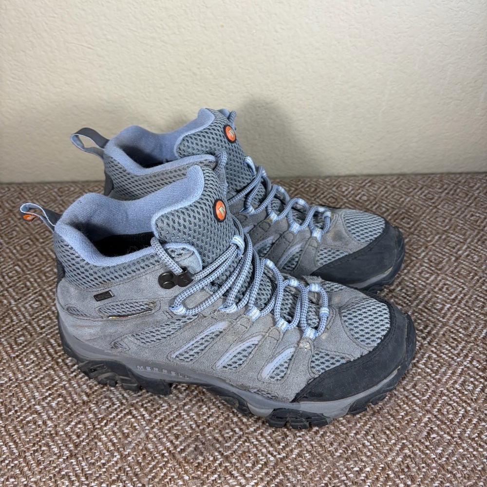 Merrell Moab 2 Mid Waterproof Womens Hiking Boot Sz 9 In Periwinkle Outdoor